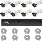 PNI House IP716J POE NVR vaizdo stebėjimo komplektas, 8 PNI IP818J 8MP kameros ir 8 20 metrų UTP CAT6 kabeliai komplekte
