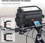 Lemego vandeniui atsparus dviračio krep&scaron;ys ant vairo su adapteriu elektriniams ir įprastiems dviračiams 4.5 l talpos, priekinis krep&scaron;ys ant vairo su reguliuojamu jutikliniu ekranu ir nuimamu telefono laikikliu