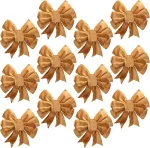 Sea Team 12 vienetų didelių kalėdinių kaspinų rinkinys eglutei, 15 cm mink&scaron;to aksomo kalėdinės dekoracijos ir vainiko priedai (khaki)
