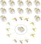 Agogue cob led jungtis, 2 kontaktų 8 mm cob/smd, 12 skaidrių jungčių tipų, led juostos jungtis, be tamsios zonos, led juostos jungtis led 2 kontaktų cob led, 12 vnt.