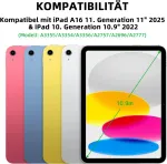 Bettdow dėklas su klaviatūra, skirtas Ipad A16 11-os kartos 2025/10-os kartos 2022, Qwertz i&scaron;dėstymas, nuimama ap&scaron;viesta klaviatūra, dėklas su ra&scaron;iklio laikikliu, skirtas Ipad 10-os kartos 10.9 colių/11-os kartos 11 colių, tamsiai žalias