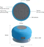 Kompiuterio kolonėlės Neuftech mini ne&scaron;iojama vandeniui atspari belaidė bluetooth stereo du&scaron;o kolonėlė su siurbtuku ir įmontuotu mikrofonu bluetooth 3.0 (mėlyna)
