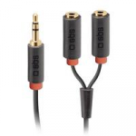 Kabelis Audio SBS Jack 3,5 - 2xJack 3,5 (żeńskie) 20 cm Juodas