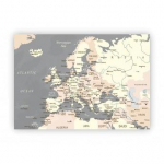 Deco Detales Kam&scaron;tinis paveikslas - Europos žemėlapis. Pilkas [Kam&scaron;tinis žemėlapis] : Drobės i&scaron;matavimai - 100x50 cm.