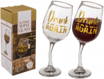 Svyruojanti vyno taurė "Drunk again" (420ml)