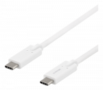 DELTACO USB-C - USB-C laidas, 5Gbit / s, 5A, 2M, baltas / USBC-1504M