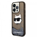 Karl Lagerfeld dėklas, skirtas iPhone 14 Pro 6,1 KLHCP14LLNCHCK juodas kietas dėklas, skirtas Liquid Glitter NFT Choupette Head