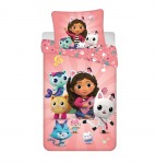 Patalynė bawełniana 140x200 Koci domek Gabi rožinė poszewka 70x90 Gabby`s Dollhouse JF 02