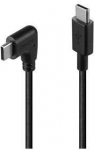 USB Laidas - LINDY USB 2.0 Type C Laidas, M/M, 90&deg; De&scaron;iniu Kampu, 60W PD, 1 m, Juodas