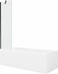 Vonia Mexen Cubik su apdaila ir stiklo sienele, 170x70 cm + 50 cm, Baltas+Juodas/Transparent