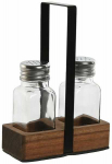 Druskinė ir pipirinė Home ESPRIT Juoda Stiklas Akacija 12 x 6 x 17,5 cm