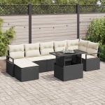 Sodo Sofų Rinkinys su saugykla 8 pcs Juoda Poli ratanas