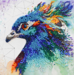 Abris Art Karoliukų siuvinėjimo rinkinys &bdquo;I&scaron;didus povas&ldquo;, 15x15 cm, Preciosa