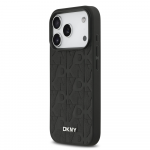 DKNY PU Leather Grid Pattern Magsafe dėklas skirtas Apple iPhone 17 Pro juodos spalvos