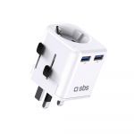 SBS universal travel adapter - EU 2xUSB-A - baltos spalvos