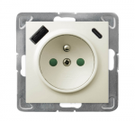 Ospel GP-1YZPUSBAC/m/00 IMPRESJA Viengubas lizdas su įžeminimu ir srovės kelio skląsčiais, su USB A+C įkrovikliu, baltas GP-1YZPUSBAC/m/00