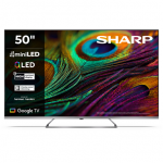 Sharp 4K QLED MiniLED televizorius | 50JP7265E | 50 | I&scaron;manusis televizorius | &bdquo;Google TV&ldquo; | UHD | Sidabras