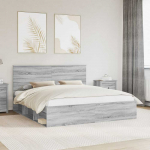 Lova Lovos rėmas Pilkas Sonoma 180 x 200 cm Kietos pu&scaron;ies mediena