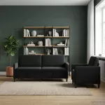 Sofa Sofos komplektas su saugojimu 2 vnt. Juoda Poliesteris