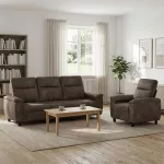 Sofa Sofos komplektas 2 vnt. Tamsiai pilka Dirbtinė suedė oda