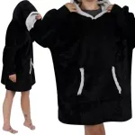 Ruhhy Didelis XXL oversize megztinis-antklodė, juodos spalvos