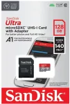 SanDisk Ultra Micro SDXC atminties kortelė 128GB Android 140MB/s A1 UHS-I + adapteris