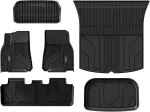3w Tesla Model Y 2020-2024 grindų ir bagažinės kilimėliai, 6 dalių Tpe universalūs grindų kilimėliai 1-2 eilėms ir bagažinės kilimėlių komplektas, automobilio grindų kilimėlių priedai, juodi neslystantys kilimėliai