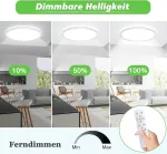 Wholede 24 W 3000-6500 K led lubų &scaron;viestuvas plok&scaron;čias, apvalus, reguliuojamo ry&scaron;kumo su infraraudonųjų spindulių nuotolinio valdymo pulteliu, itin plonas &scaron;viestuvas virtuvei, svetainei, prie&scaron;kambariui, miegamajam, vonios kambariui, skersmuo 29,5 cm, ...