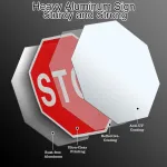 Stop ženklas, 30 x 30 cm, atspindintis kelio ženklas, įspėjamieji kelio ženklai, nerūdijantis aliuminio ženklas, atsparus Uv spinduliams ir oro sąlygoms