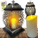 Žvakė-žibintas su led įdėklu xxl gražus premium ant kapo kapinėse naujausias