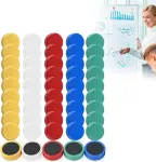 Jimkply 50 magnetų rinkinys, 2 cm magnetai magnetinei lentai, spalvingi stiprūs magnetai, maži, magnetai mokyklai, namams, biurui (5 spalvos)