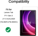 Hygmocc Lenovo Tab P11 Gen 2 [11.5 colio] 2023 ekrano apsauga, grūdinto stiklo ekrano apsauga, atspari įbrėžimams, be burbuliukų, didelės rai&scaron;kos (2 vnt.)