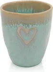 Mea-living Akmens masės espresso puodelis Turquoise Heart, rankų darbo akmens masė, 150 ml, gražūs rankų darbo indai