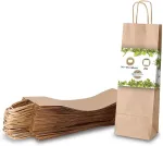 Biozoyg 25 x butelių mai&scaron;eliai 14 x 8 x 40 cm natūralūs - vyno mai&scaron;elis dovanų mai&scaron;elis buteliams - kraft popieriniai mai&scaron;eliai vynui dovanoms