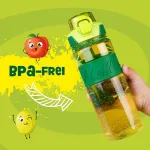 Jolly vandens butelis 750 ml, nepralaidus, be Bpa, galima plauti indaplovėje, neslystantis pavir&scaron;ius, apsauginis užraktas ir ne&scaron;imo dirželis, idealus mokyklai, sportui ir kasdieniam gyvenimui, žalias