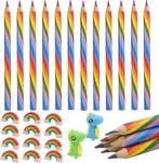 Ximkonter 38 vaivoryk&scaron;tinių pie&scaron;tukų rinkinys, 18 spalvotų pie&scaron;tukų vaikams + 18 plastikinių trintukų vaivoryk&scaron;tės spalvų + 2 dinozaurų trintukai, 4-in-1 spalvinimo pie&scaron;tukai, mink&scaron;tas vaivoryk&scaron;tinis pie&scaron;tukas kūrybiniam pie&scaron;imui