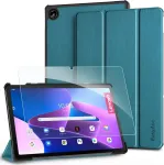 Easyacc dėklas, skirtas 10.6 colių Lenovo Tab M10 Plus 3rd Gen 2022 su ekrano apsauga, apsauginis dėklas, itin plona Pu oda su stovo funkcija ir automatiniu miego/budimo režimu, peacock mėlynas