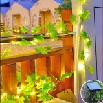 Xrr saulės energija įkraunamos lauko girliandos, 10 m 100 led klevo lapų girliandos, 8 režimai, saulės energija įkraunamos girliandos, vidaus/lauko, vandeniui atspari gebenės girlianda su lemputėmis Kalėdoms, vestuvėms, gimtadienio dekoracijoms
