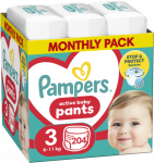 Pampers Pants sauskelnės-kelnaitės, 3 Dydis, 204 vnt., 6&ndash;11 kg