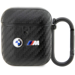 BMW Carbon Double Metal Logo - dėklas skirtas AirPods 1/2 gen (Juodas)