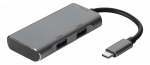 USB &scaron;akotuvas DELTACO USB-C ha - 2x USB-C ho ir 2x USB-A ho, 10 Gb / s, pilkas / USBC-HUB201