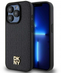 Apple iPhone 14 Pro Max DKNY odinis dėklas Monogram Pattern Metal Logo MagSafe (DKHMP14XPSHRPSK) juodos spalvos