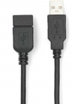 Nedis USB-Kabelis | USB 2.0 | USB-A Stecker | USB-A Buchse - 480 Mbps | Vernickelt | 2.00 m | Rund | PVC | Juodas | Box