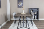 Venture Design Valgomasis stalas, Marina, 180x90 cm, Pilka / Valgomasis kėdė, Polar, 52x86 cm, Juoda