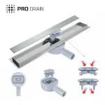 Latakas PRO Drain 360 2in1 Sausas su įklijuojama plytele 90 cm