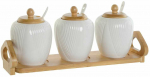 Cukraus dubuo DKD Home Decor Balta Natūralus Bambukas Porcelianas 31 x 9 x 7 cm 4 Dalys