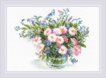 Uab Riolis Kryželiu siuvinėjimo rinkinys "&Scaron;velnios ramunės" 30x21 cm SR2277