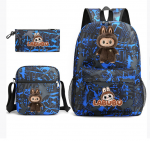 Cann LABUBU mokyklinės kuprinės, rankinės ir pie&scaron;tukų dėklo rinkinys, mėlynas