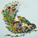Abris Art Karoliukų siuvinėjimo rinkinys &bdquo;Dainuojantis pauk&scaron;tis&ldquo;, 20x20 cm, Preciosa