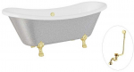 Vonia Besco Amelia Glam 190, Sidabrinis+Gold, su sifonu su persipylimu Klik-klak Gold